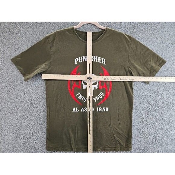 Vintage Military Shirt Mens Large Al Asad Iraq Air Base Punisher Green Air Force - Picture 5 of 5